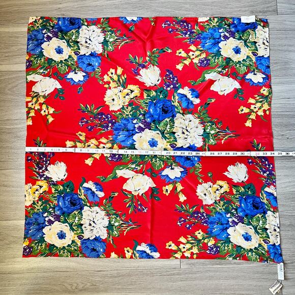 Vintage Echo Club 7 Silk Square Scarf 34x34 Bold Floral Maximalist 80s NWT - Picture 6 of 7
